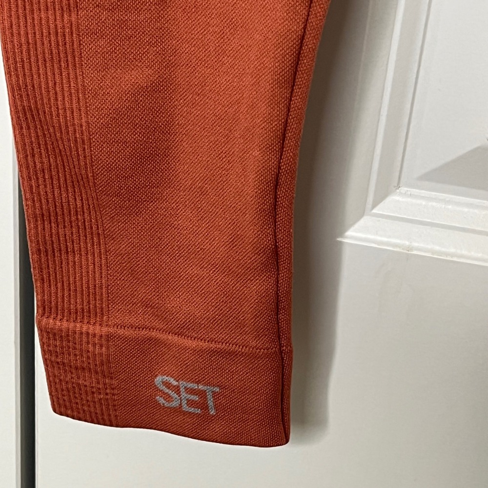 SET Active Sculptflex Rib Leggings Pink Clay Seamless High Rise XS - Picture 5 of 9